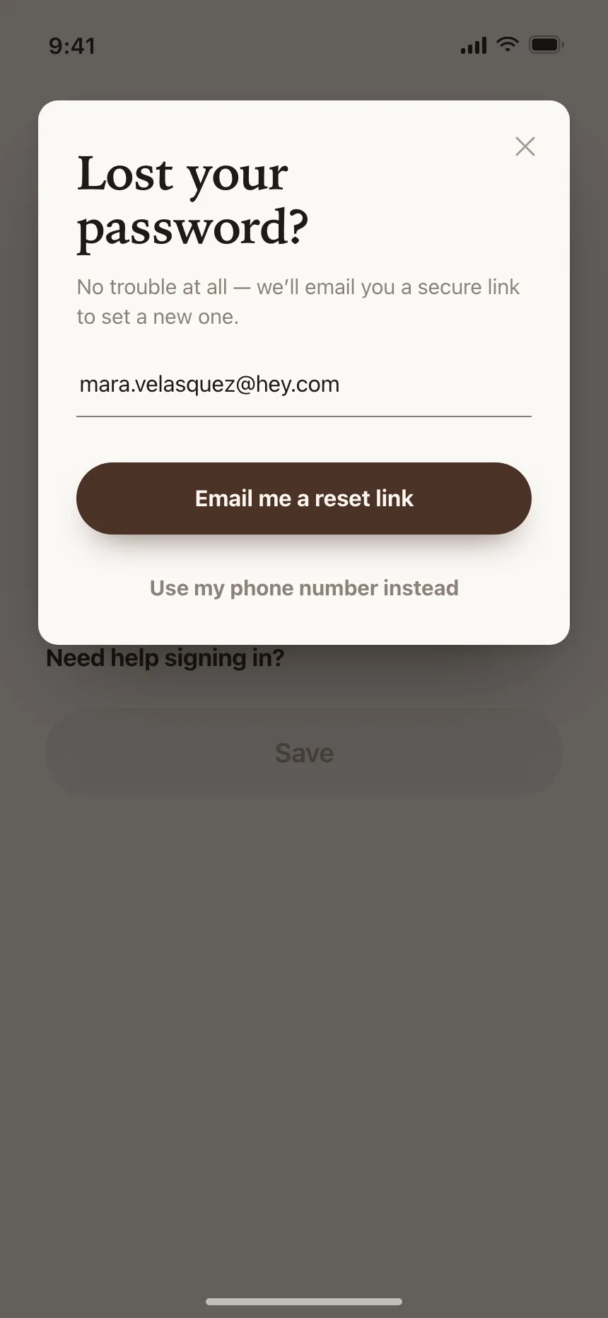 Reset password