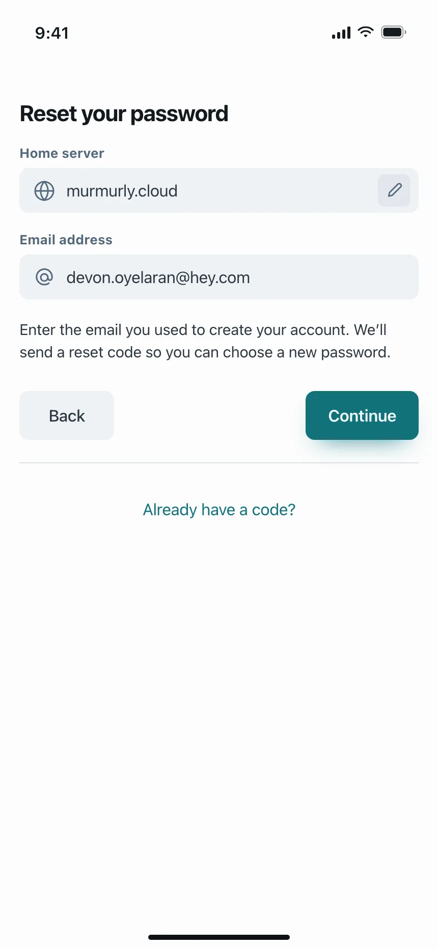 Reset password