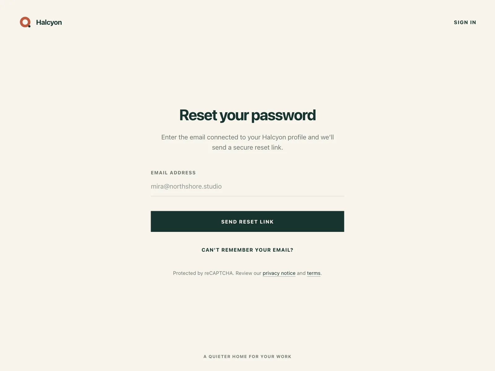 Reset password