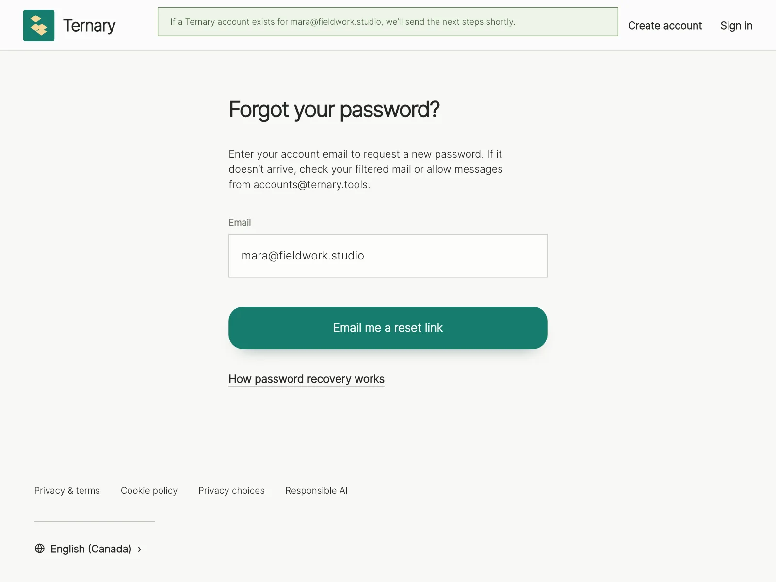 Reset password