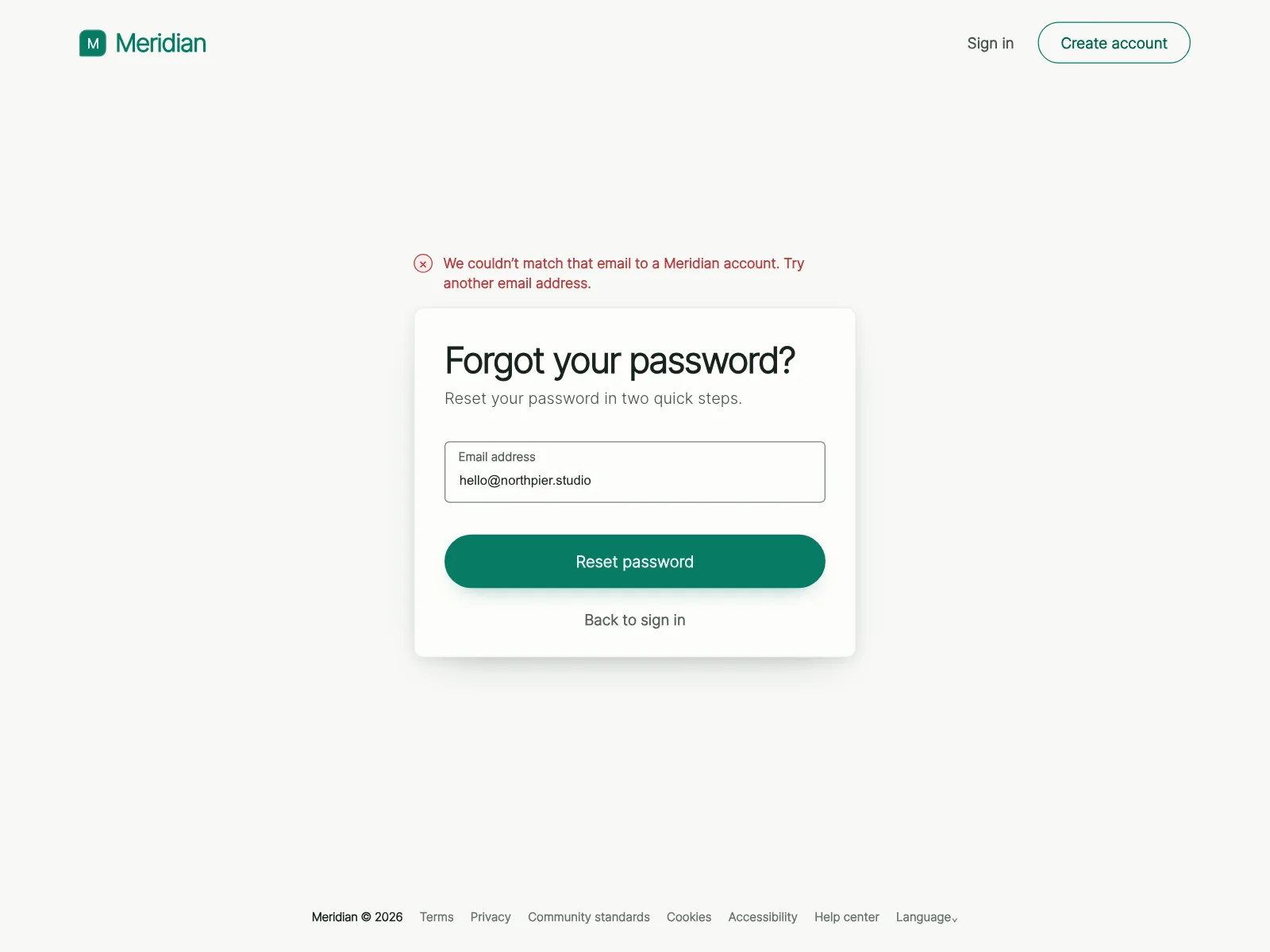 Reset password