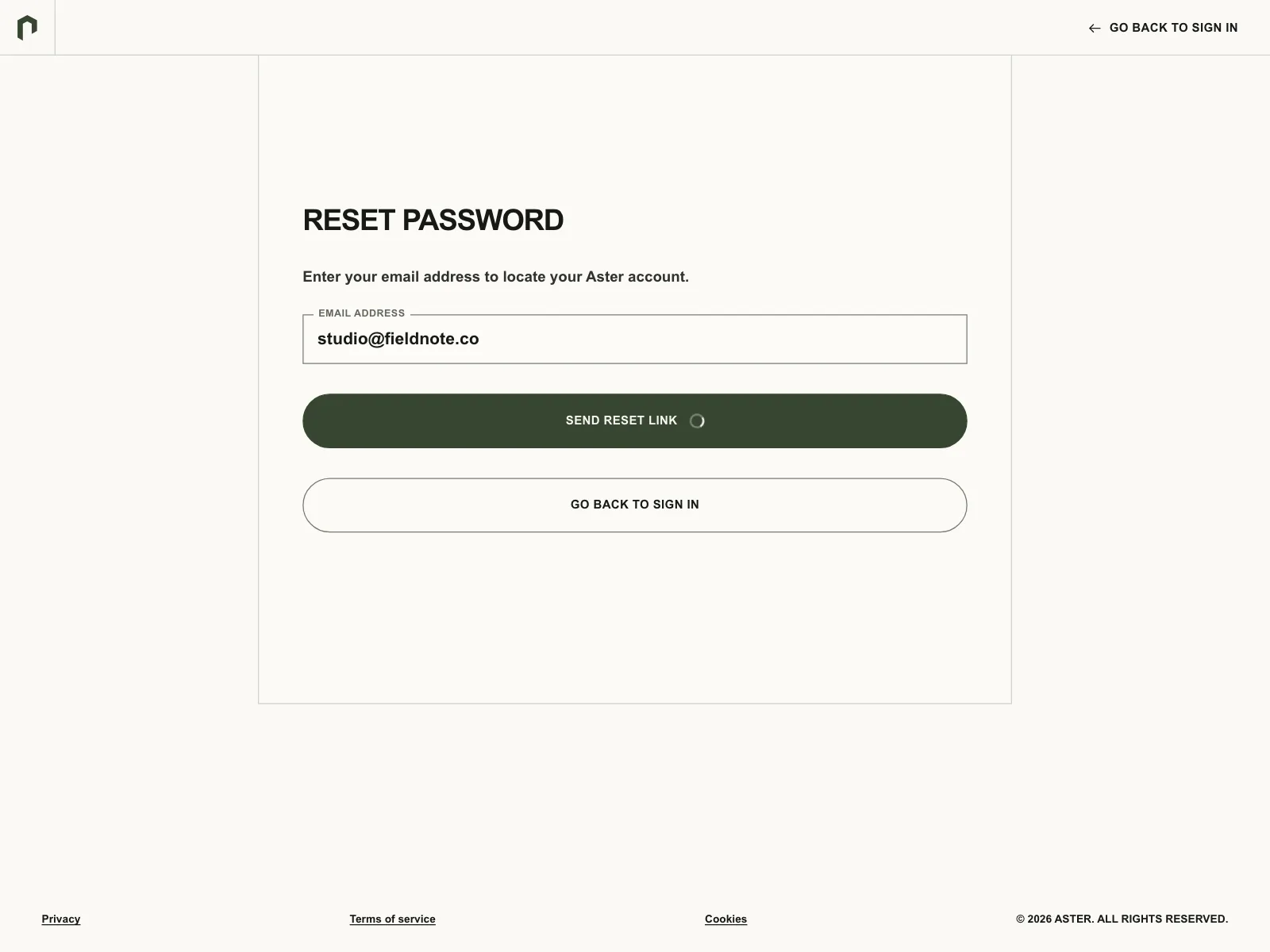 Reset password