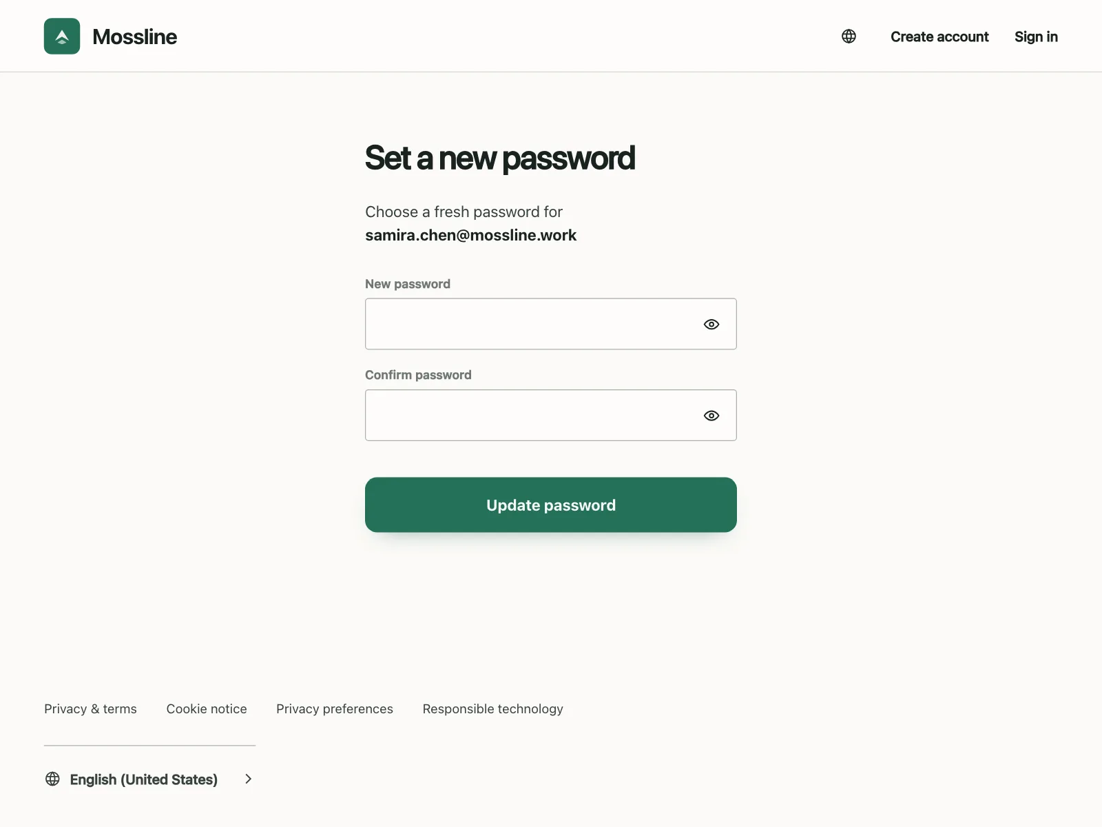 Reset password