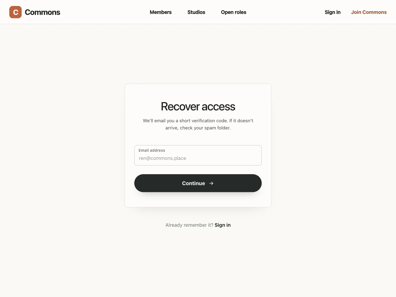 Reset password