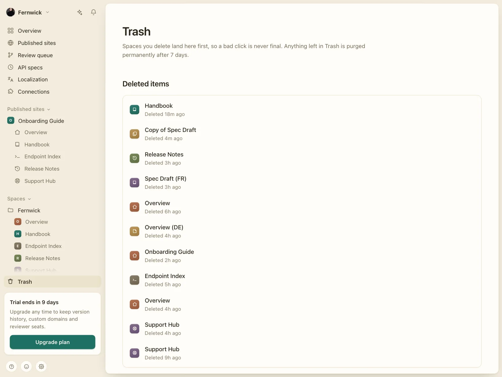 Trash & Archive