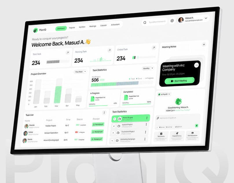 PlanIQ – SaaS Project Management Dashboard UI/UX