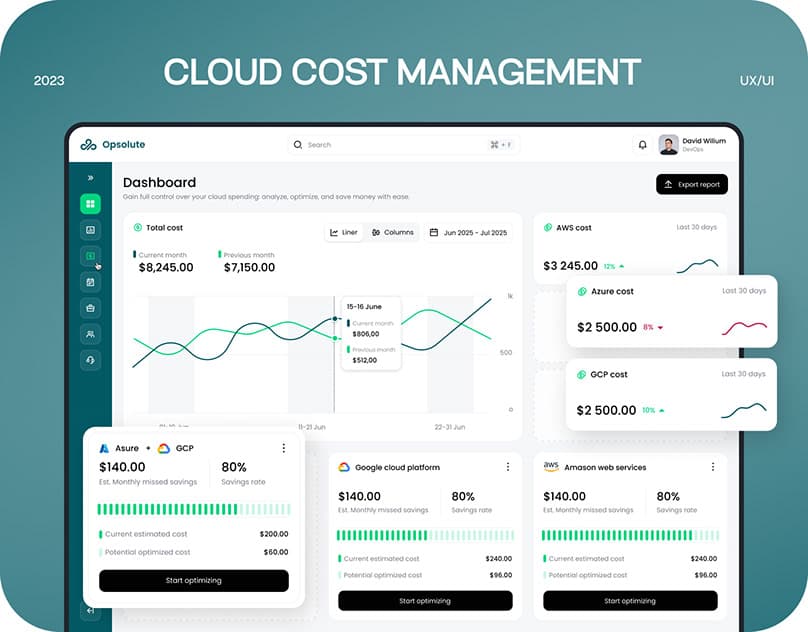 Cloud Cost Optimization SaaS Platform Dashboard UI App