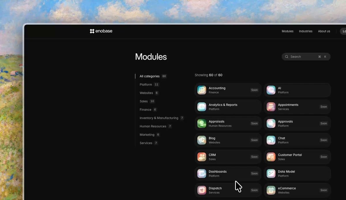 Enobase Modules Dashboard