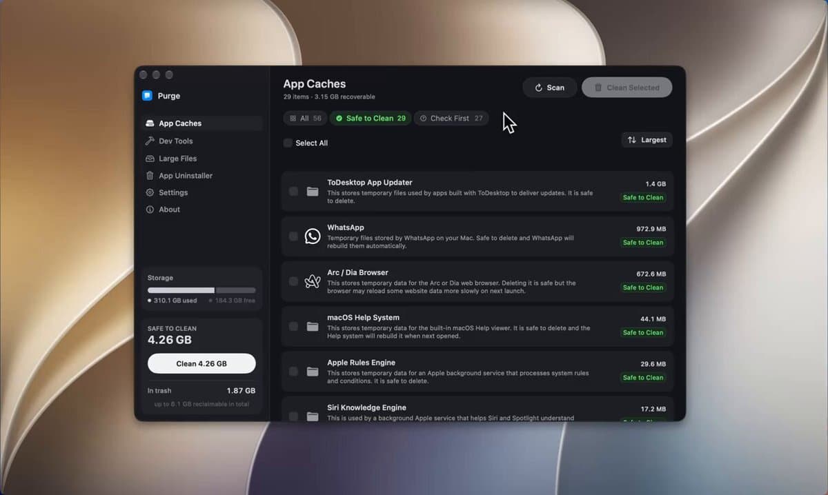 Purge App Cache Cleaner