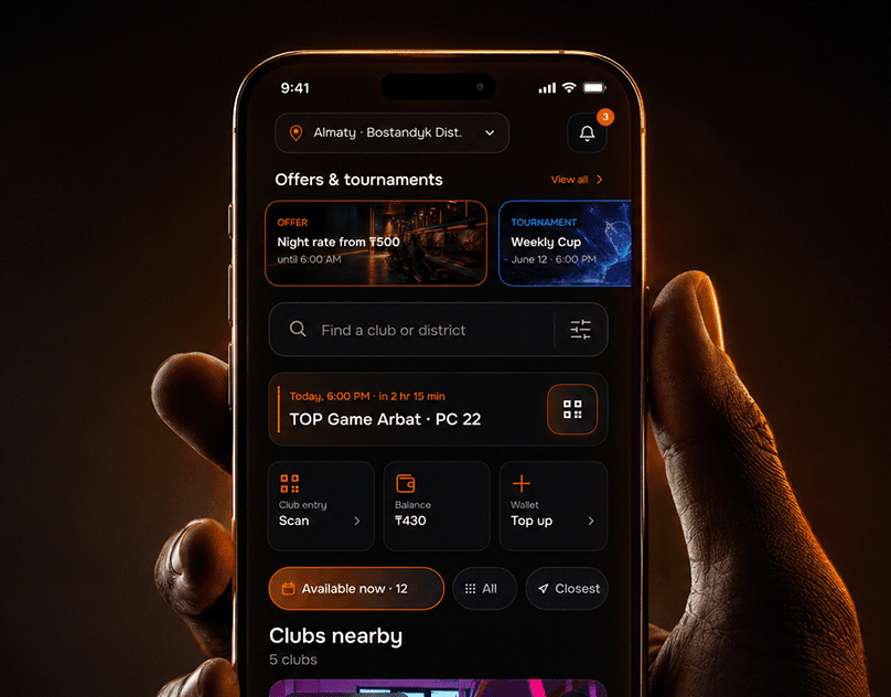 TOP Game — Esports Club Booking App | UX/UI Case Study
